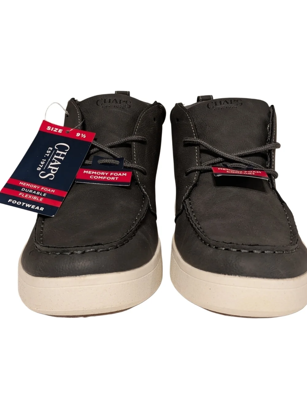 Chaps Paul Moc Toe Chukka Boots Gray Men Size 9.5 Memory Foam New Box